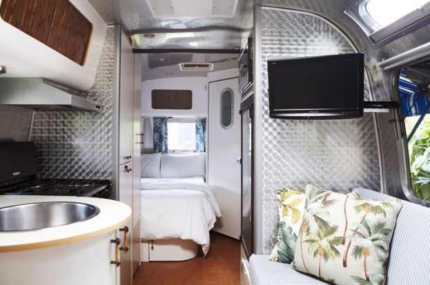 Inside of glamping motorhome